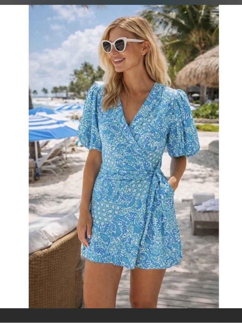 Lilly Pulitzer Blue & White Wrap Dress